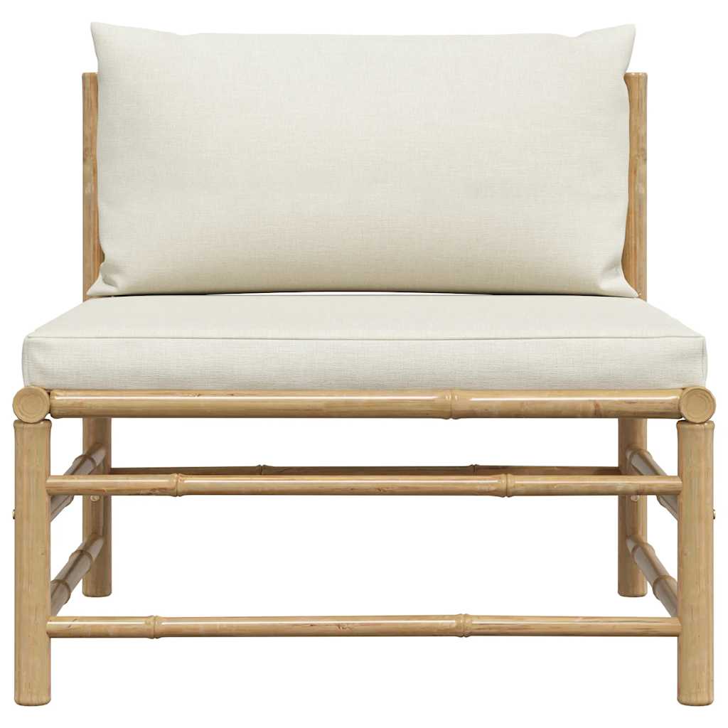 Garten-Mittelsofa mit Kissen Cremeweiß Bambus